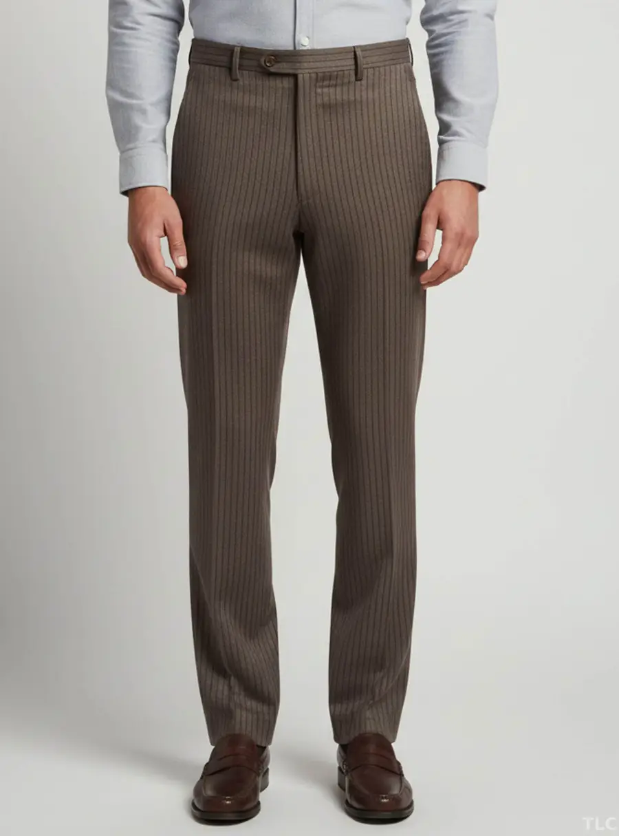 Brioni Brown Pinstripe Textured Wool Cortina Trousers XXXL