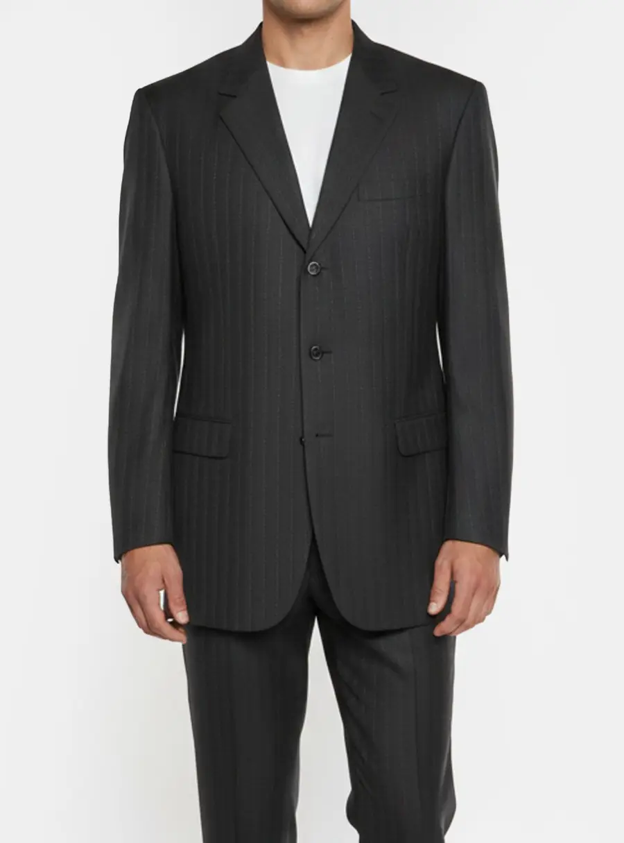 Brioni Black Pinstripe Wool Blend Single Breasted Blazer XXXL