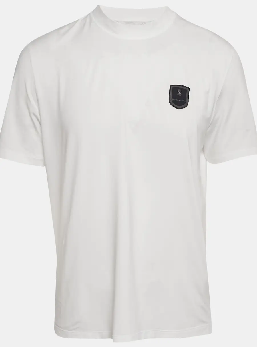 Brunello Cucinelli White Jersey Applique Detail T-Shirt S