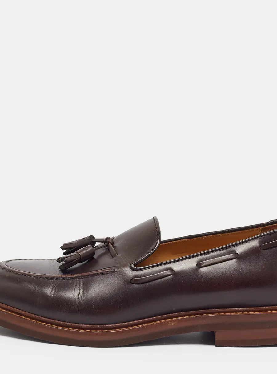Brunello Cucinelli Size 43.5 Dark Brown Leather Tassel Loafers