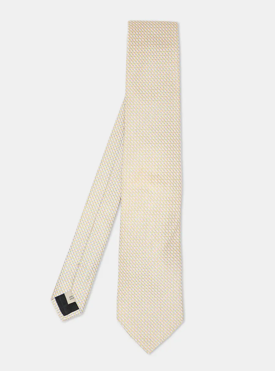 Burberry Yellow/Grey Micro Diamond Motif Silk Tie