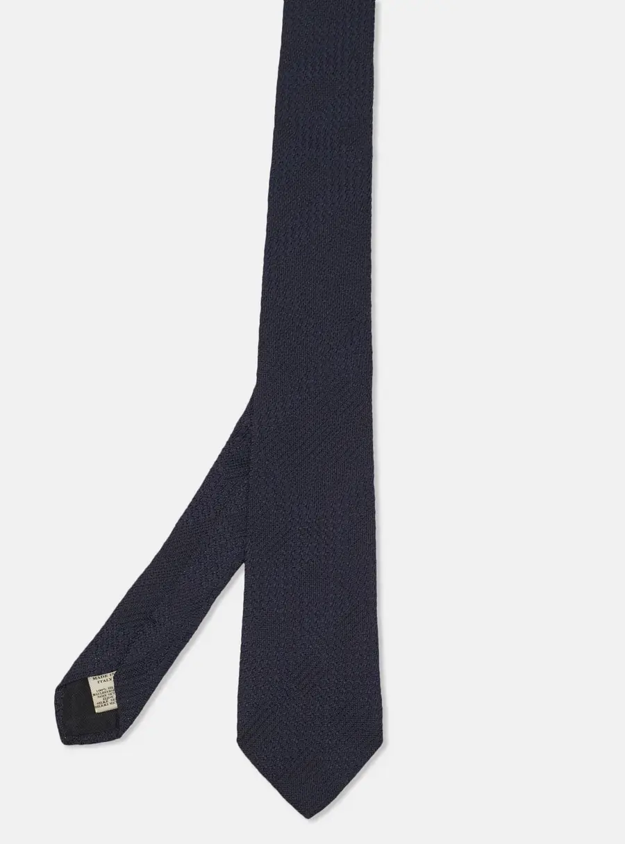 Burberry Navy Blue Checked Silk Jacquard Classic Tie