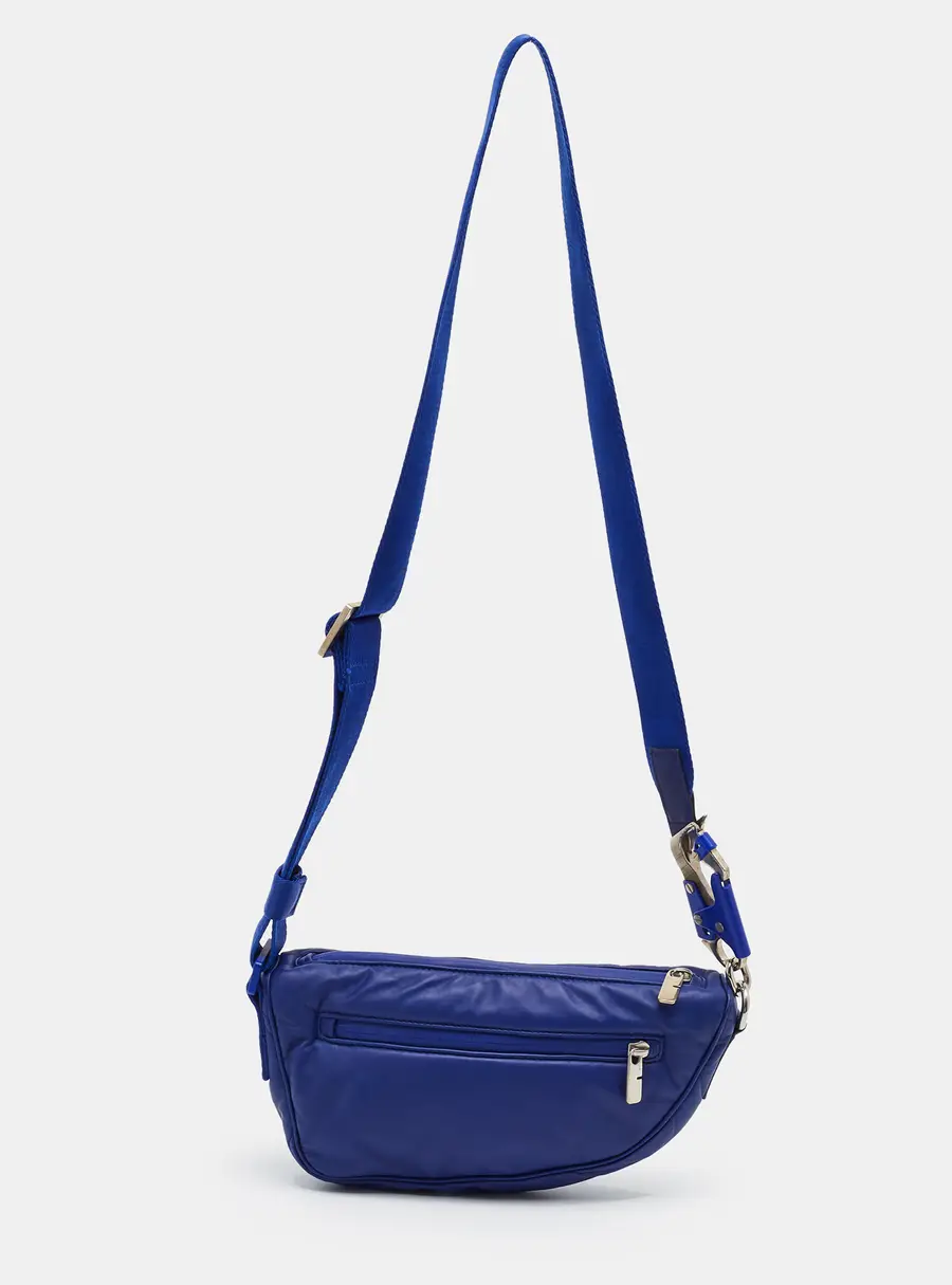 Burberry Shield Zip Blue Leather Crossbody Bag