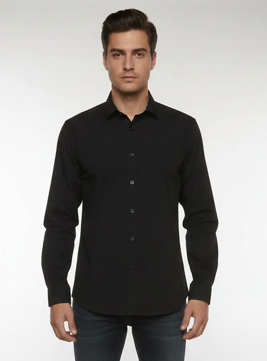 Burberry Black Logo Embroidered Poplin Button Down Shirt XXL