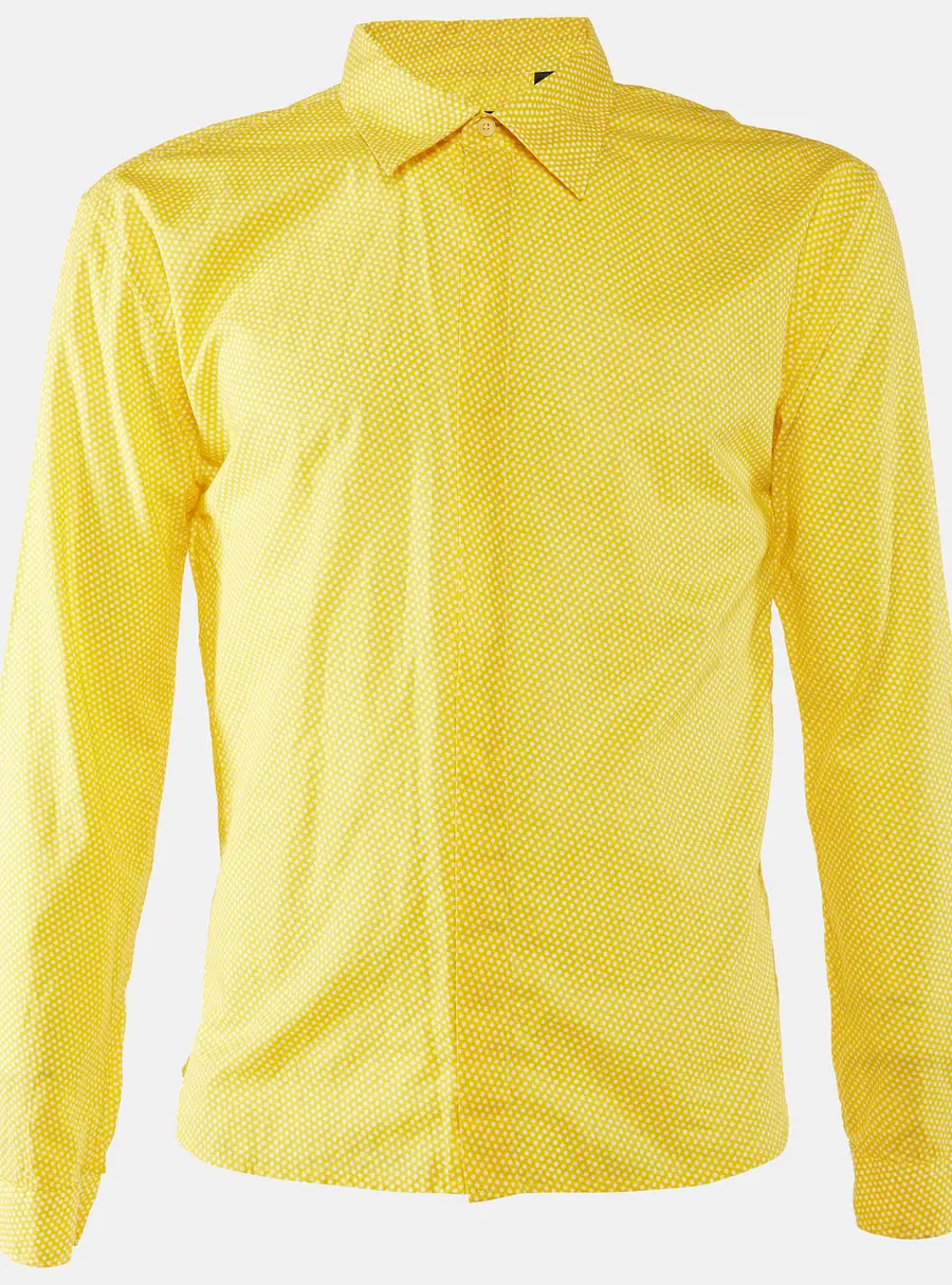 Burberry Prorsum Yellow Dot Printed Cotton Button Front Shirt L