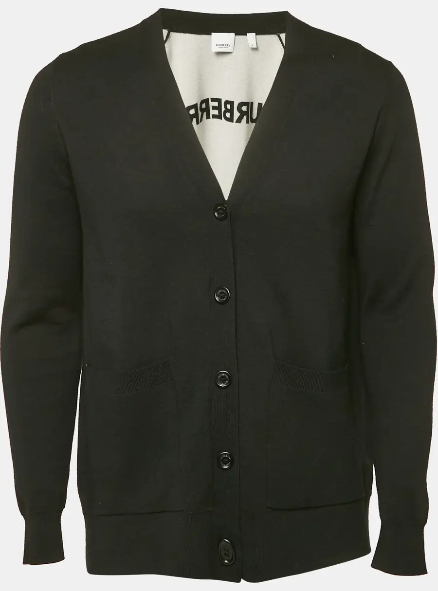 Burberry Black Wool Blend Buttoned Cardigan M