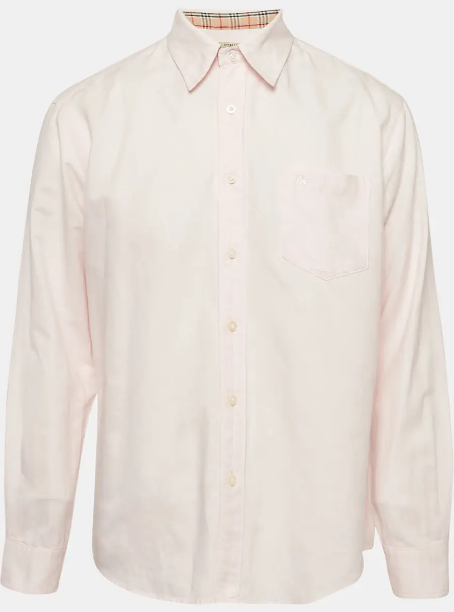 Burberry Pink Linen Long Sleeve Shirt XL