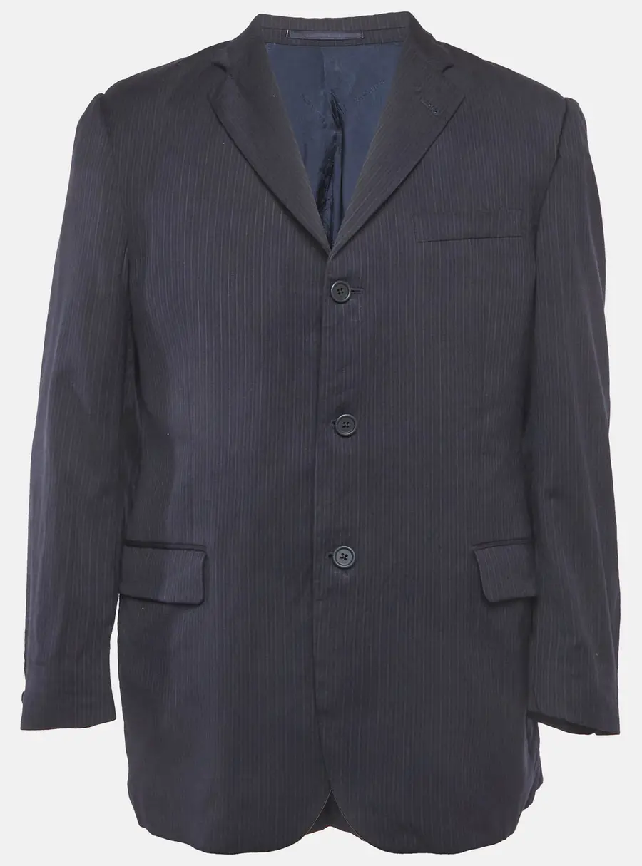 Burberry Vintage Navy Blue Pin Stripe Wool Regular Fit Blazer XXS