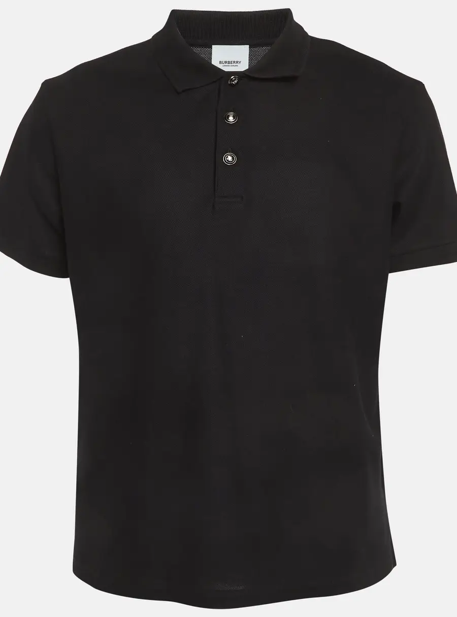 Burberry Black Cotton Pique Polo T-Shirt XL