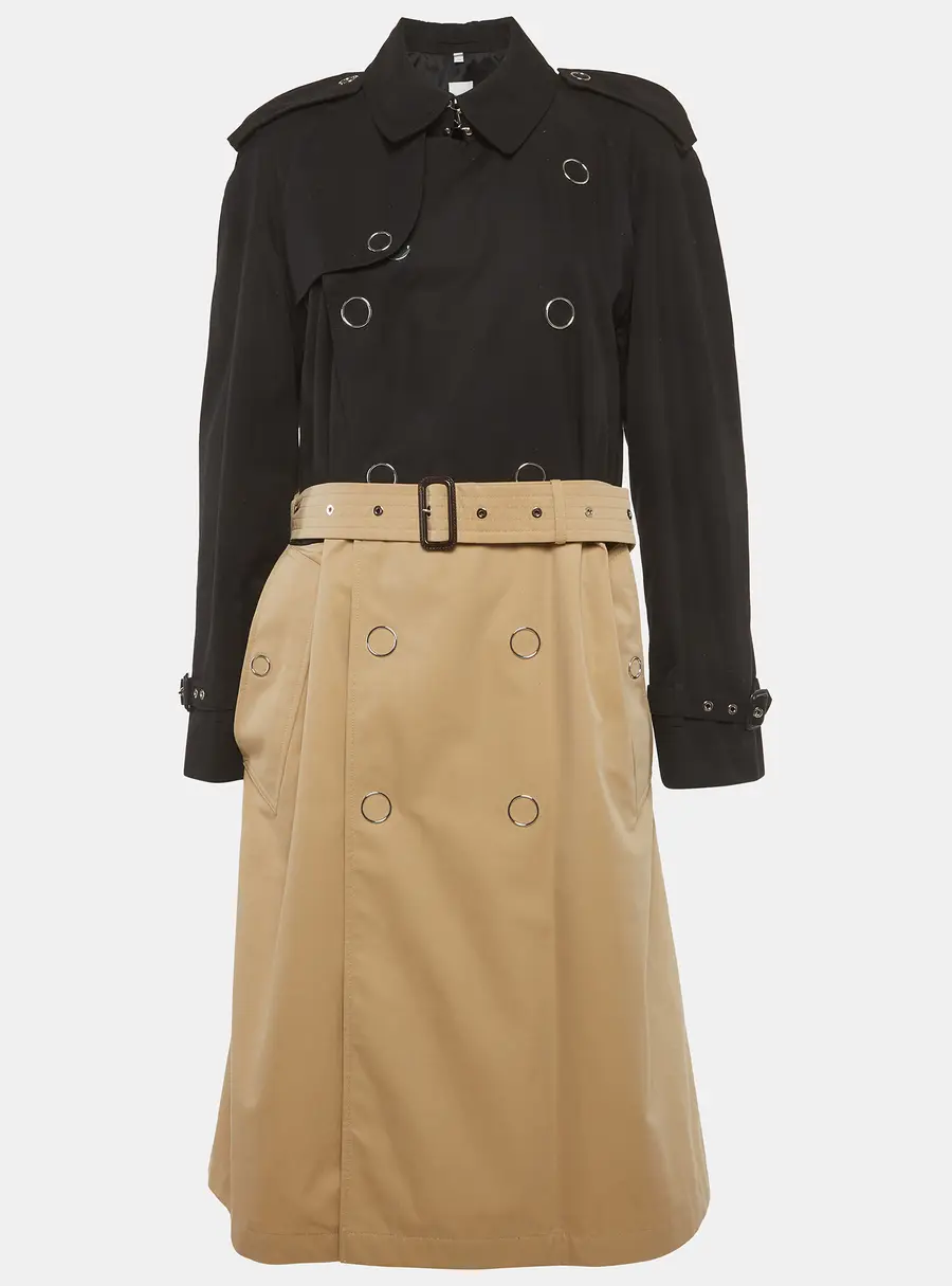 Burberry Black/Beige Gabardine Two Tone Trench Coat XS