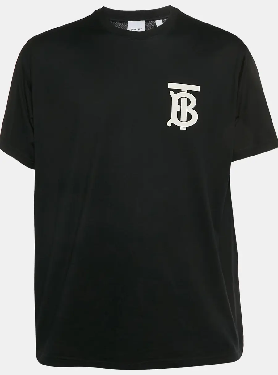 Burberry Black Logo Embossed Jersey Crewneck T-Shirt M