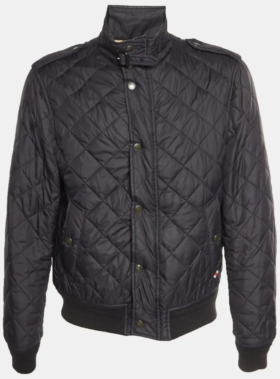 Burberry Black Diamond Quilted Nylon Bomber Jacket L