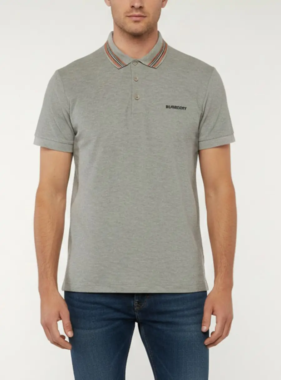 Burberry Grey Icon Stripe Pique Knit Polo T-Shirt M