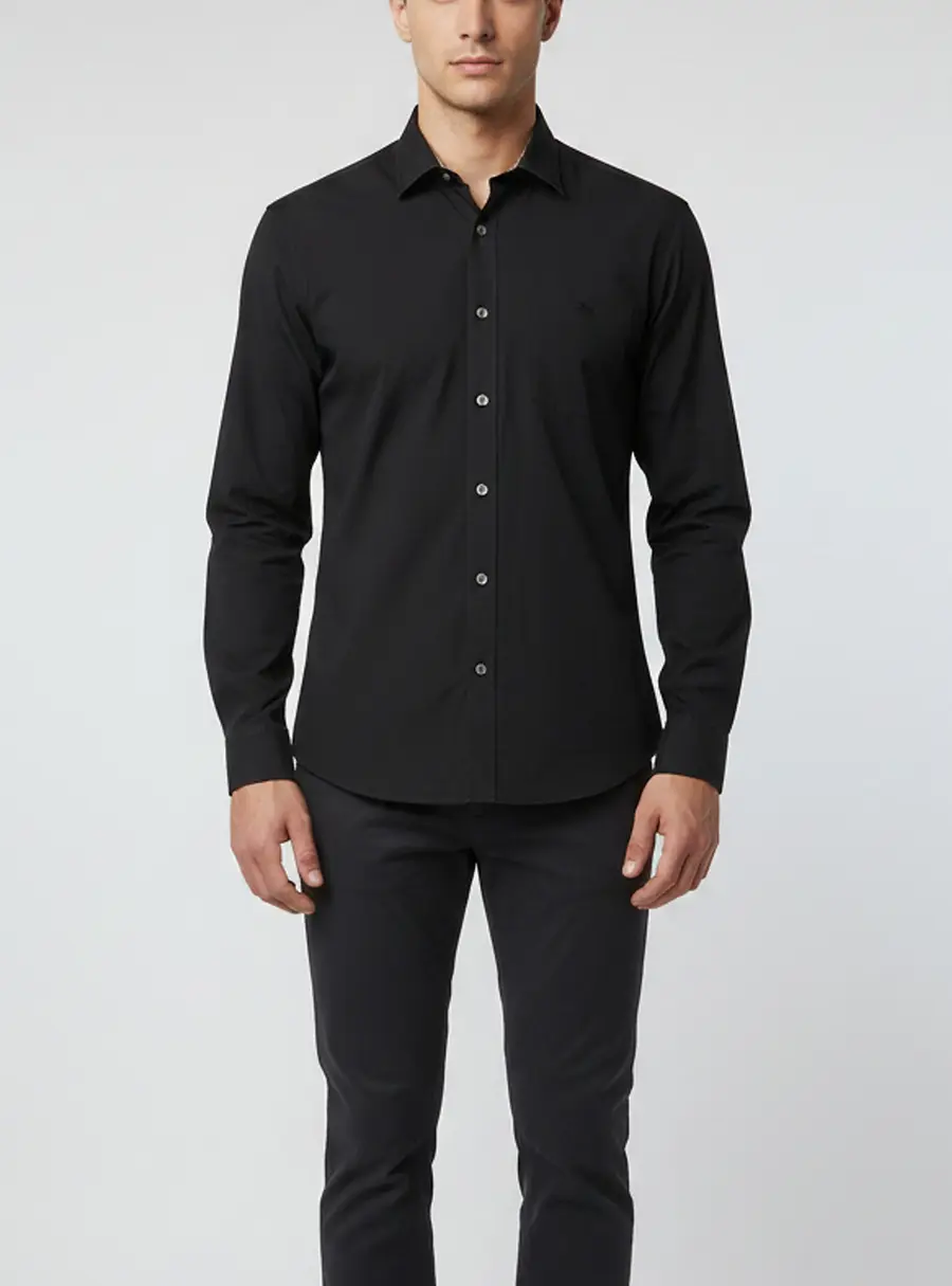 Burberry Navy Blue Cotton Poplin Button Up Shirt XL