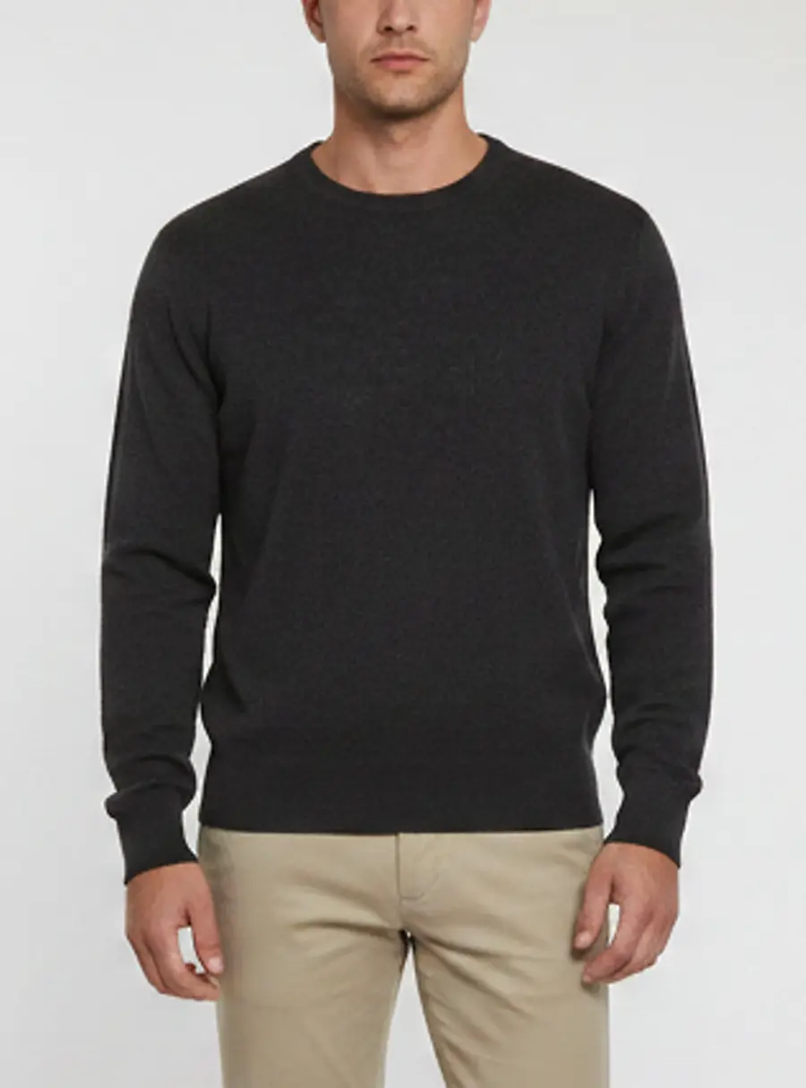 Burberrys Of London Grey Logo Detail Wool Blend Crewneck Sweater XL