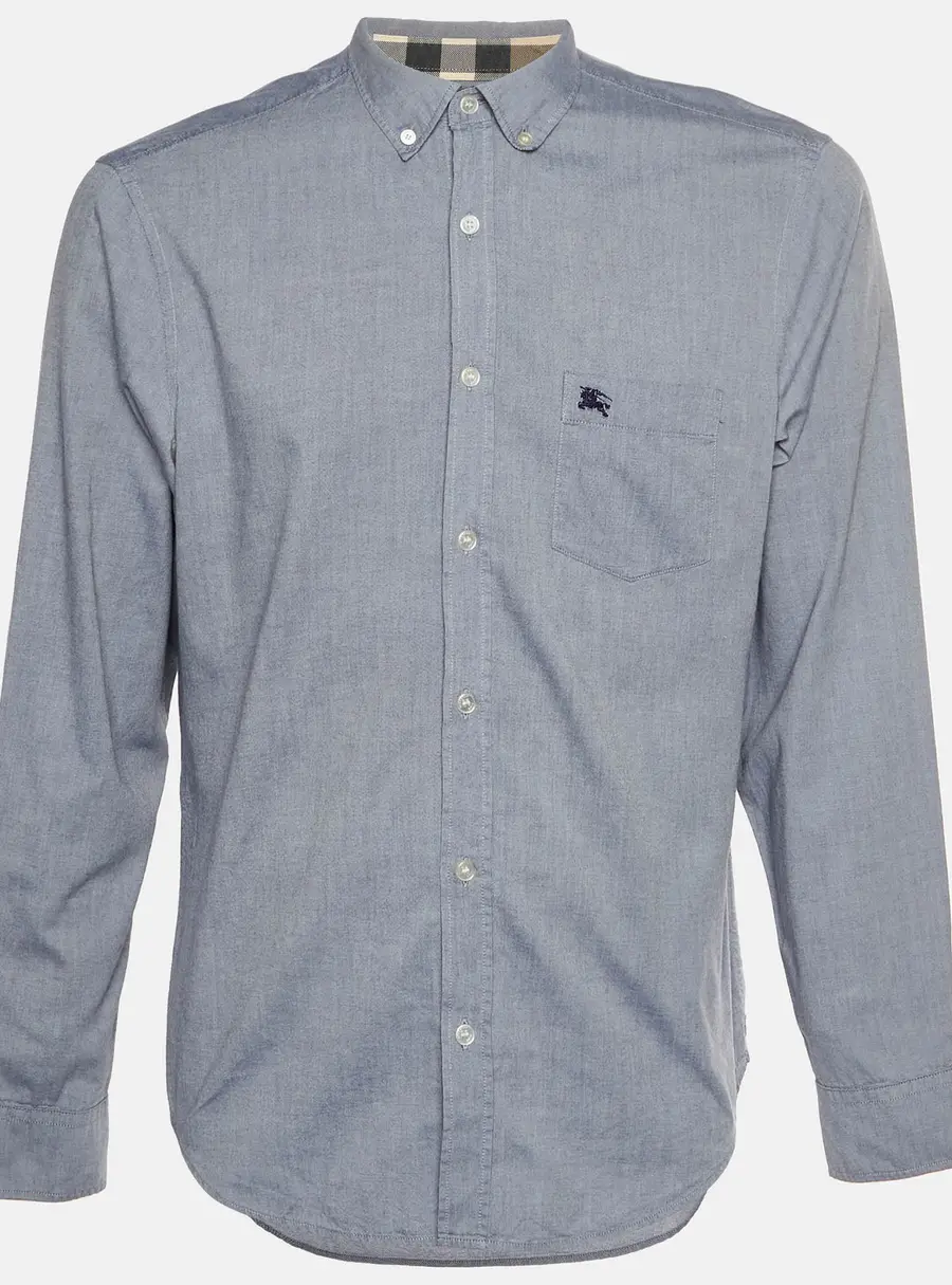 Burberry Brit Grey Chambray Button Down T-Shirt L
