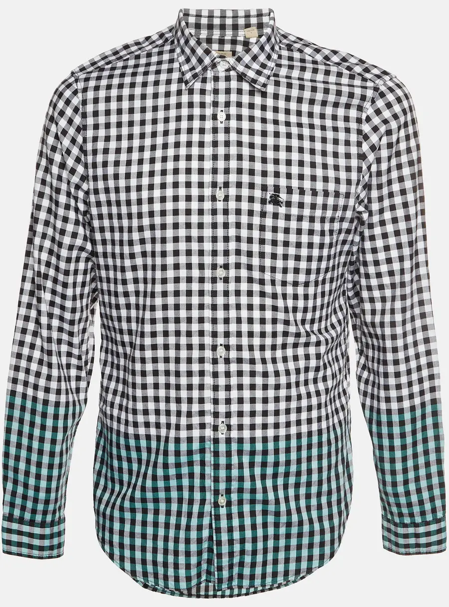 Burberry Brit White Gingham Checked Cotton Long Sleeve T-Shirt L