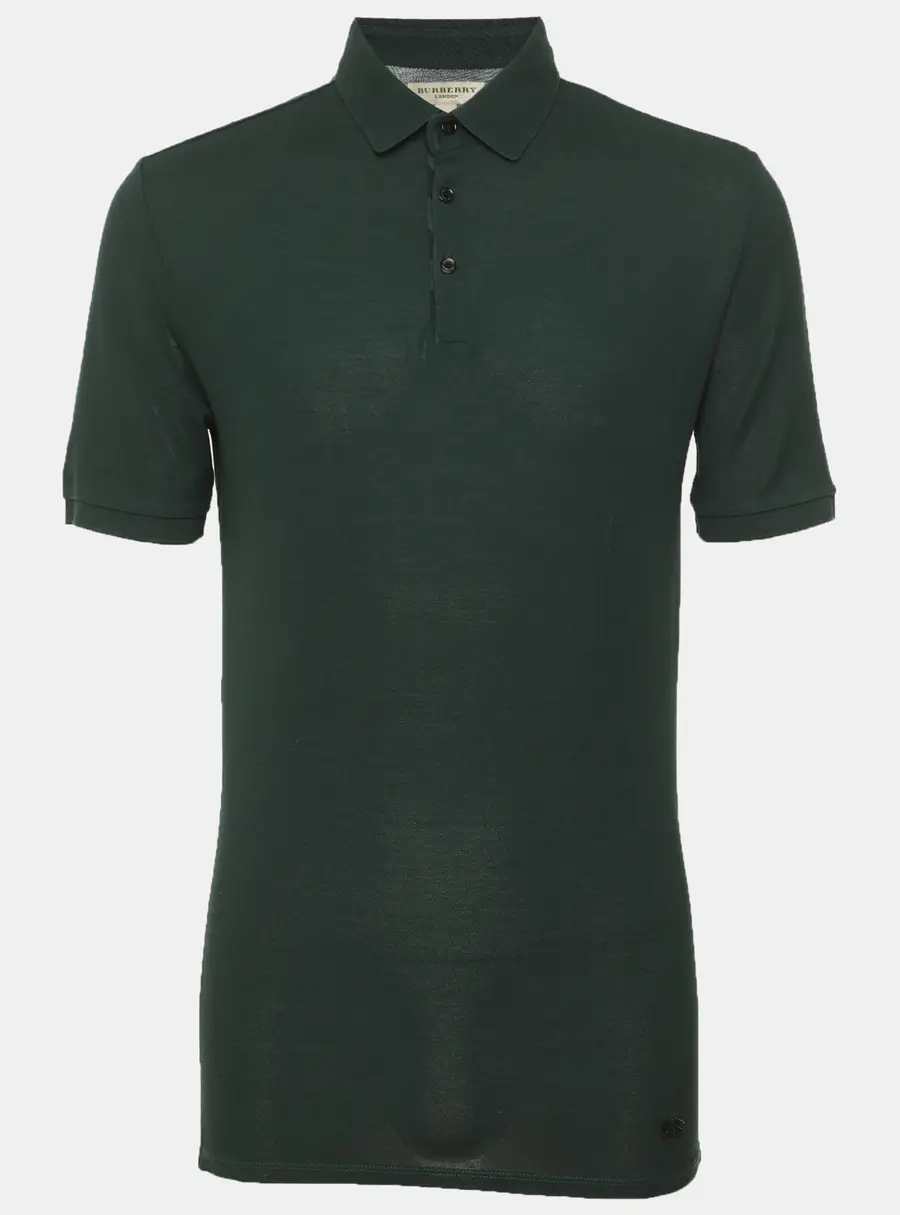 Burberry Green Stretch Cotton Polo T-Shirt S