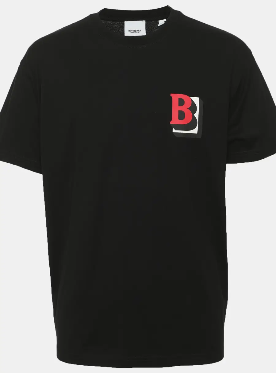 Burberry Black Cotton Tucson B Motif T-Shirt S
