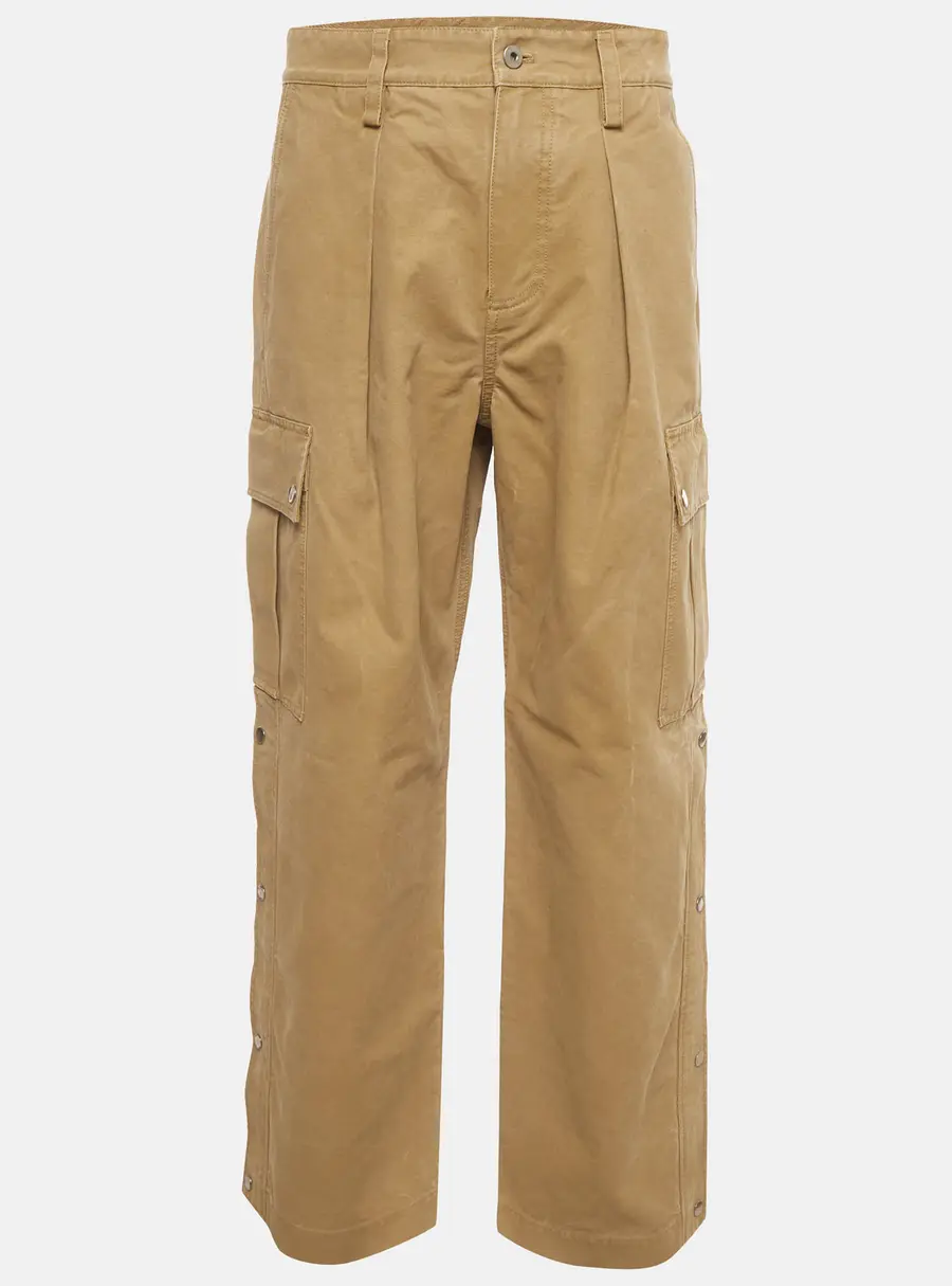 Burberry Beige Canvas Wide Leg Utility Cargo Trousers M