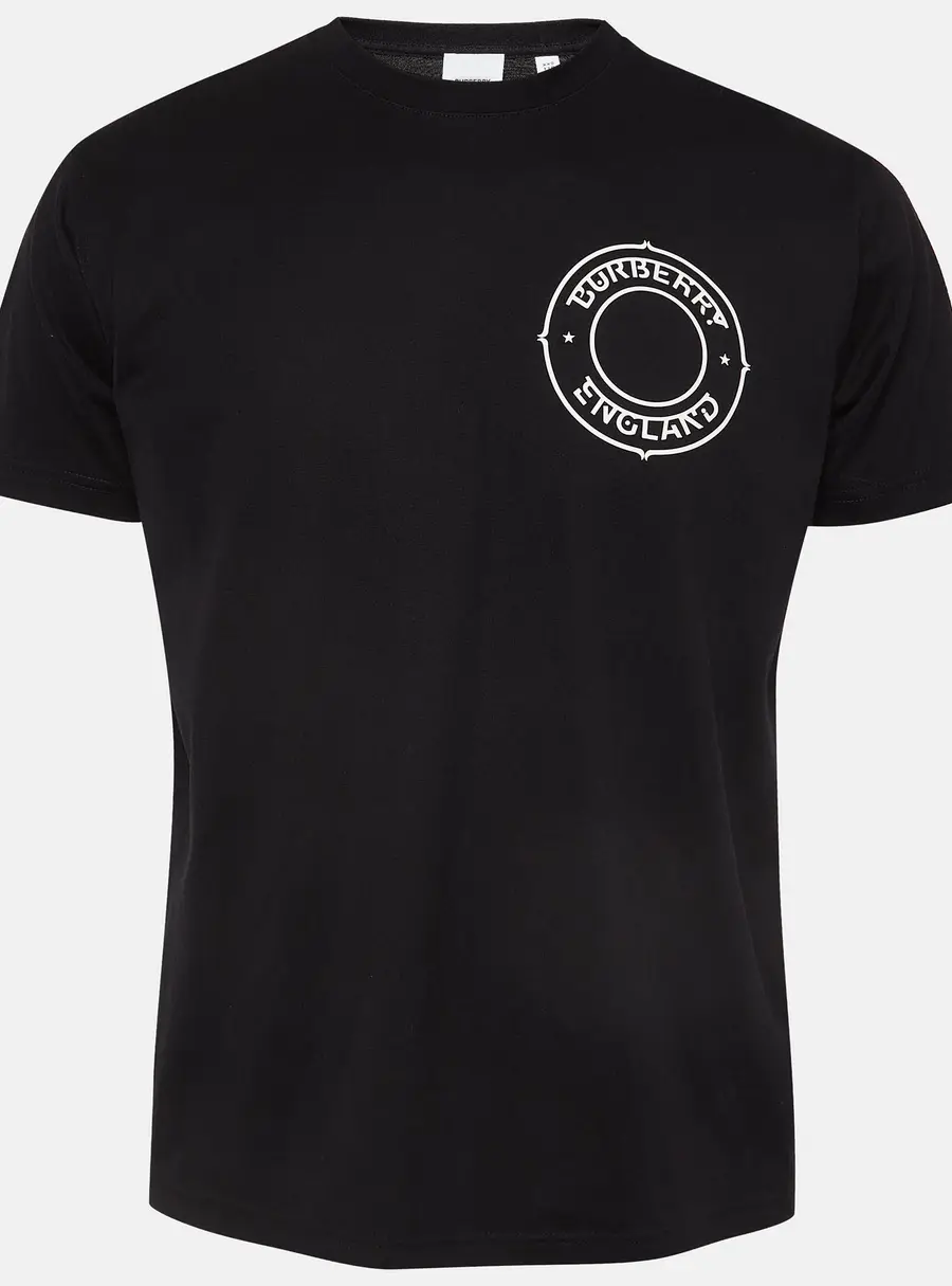 Burberry Black Printed Cotton Knit Crew Neck Tshirt XXS