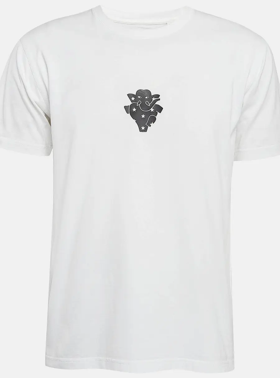 Burberry White Elephant Print Cotton Jersey T- Shirt XXS