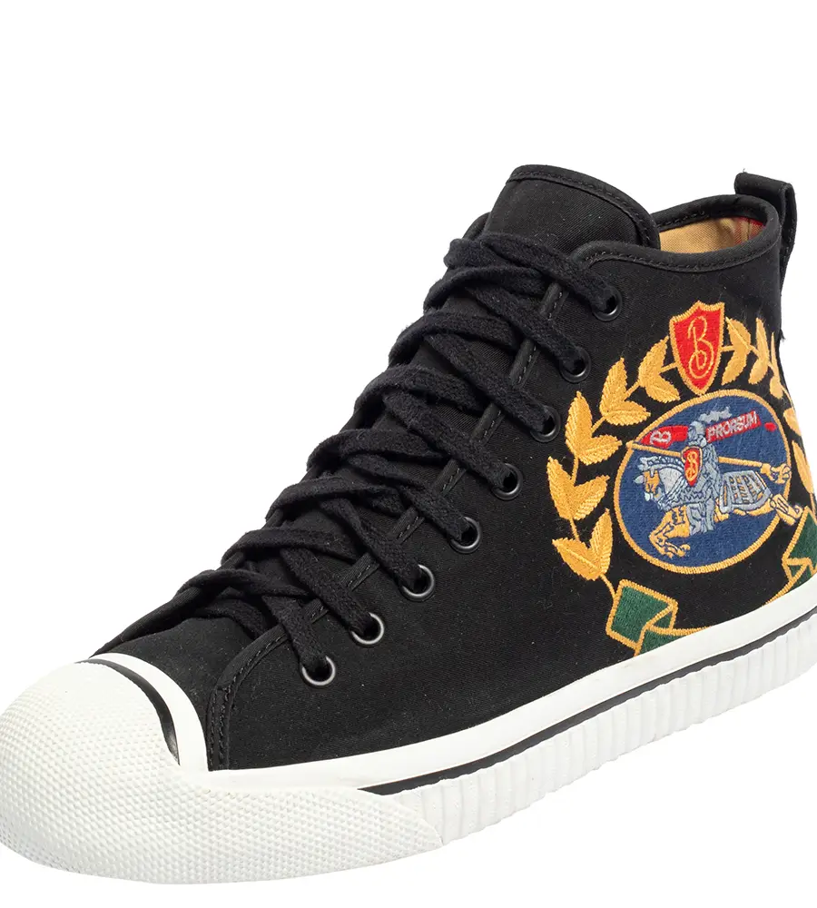 Burberry Black Canvas Kingly Big C High Top Sneakers Size 40