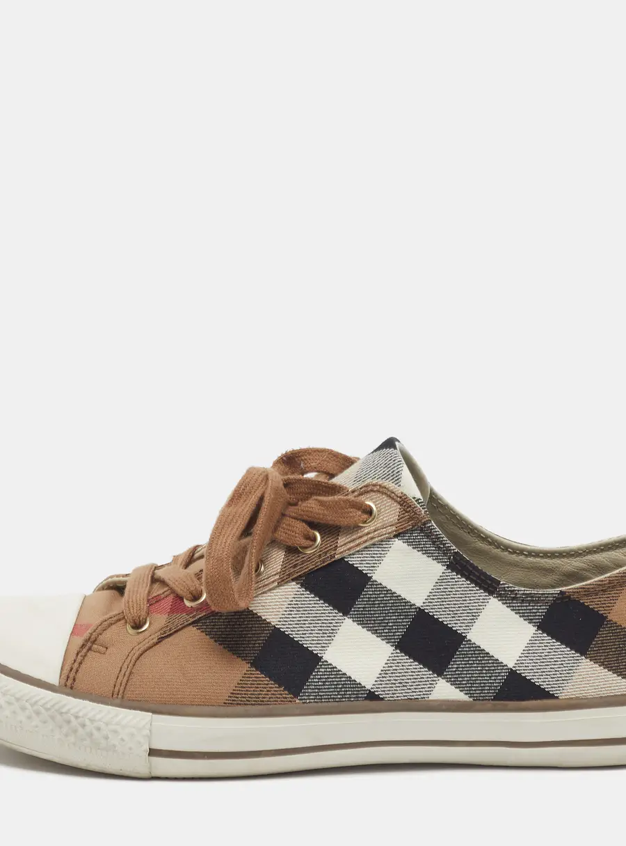 Burberry House Check Size 41 Beige/White Canvas and Leather Low Top Sneakers