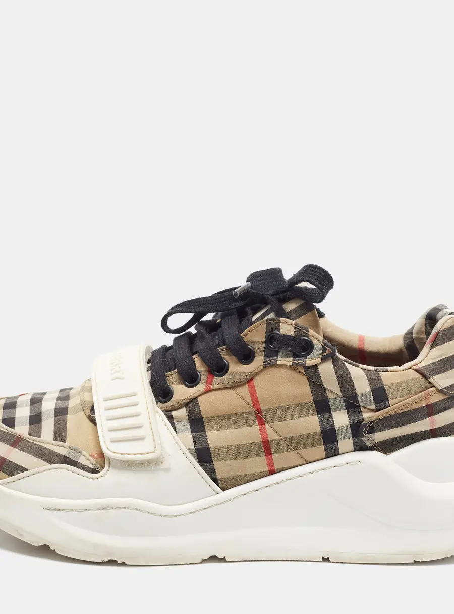 Burberry Ramsey Size 41 Multicolor Canvas and Leather Low Top Sneakers