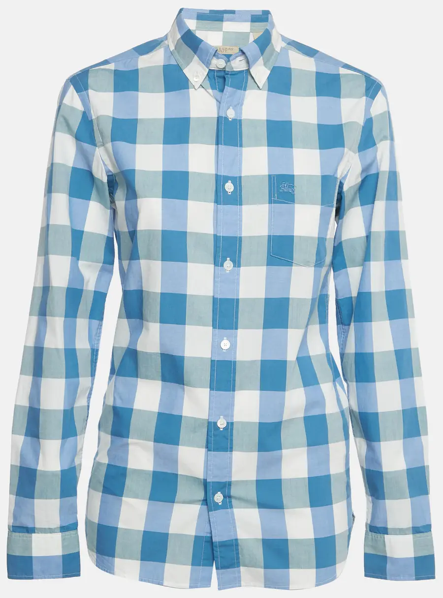 Burberry Brit Blue Checks Cotton Long Sleeve Shirt XS
