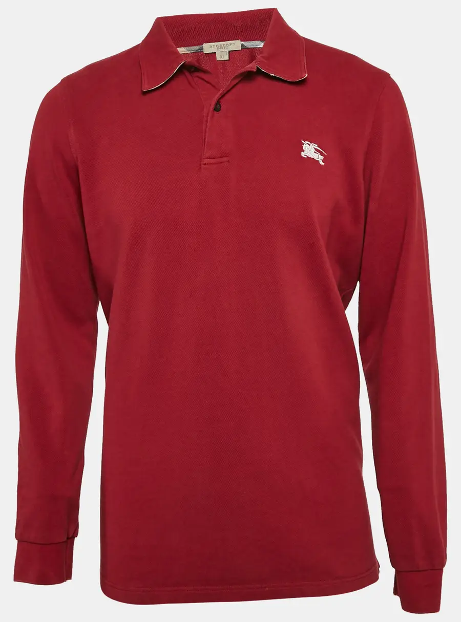 Burberry Brit Red Logo Embroidered Cotton Pique Polo T-Shirt XL