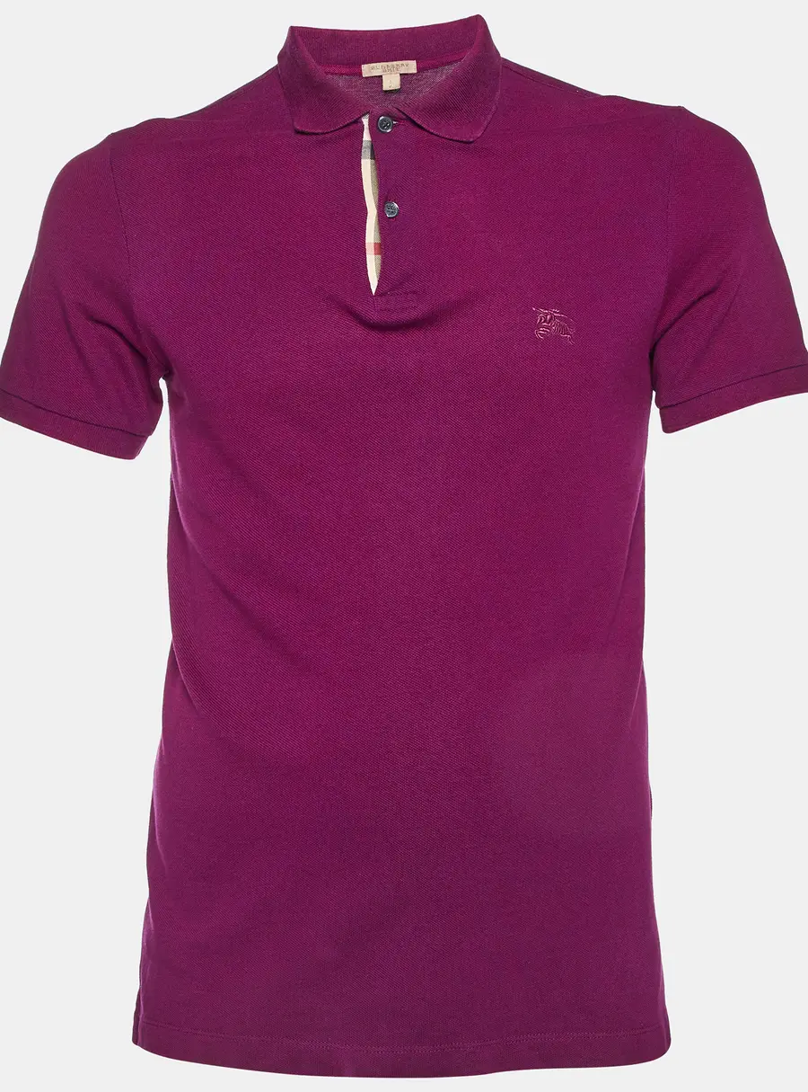 Burberry Brit Purple Cotton Pique Knit Logo Embroidered Polo T-Shirt S