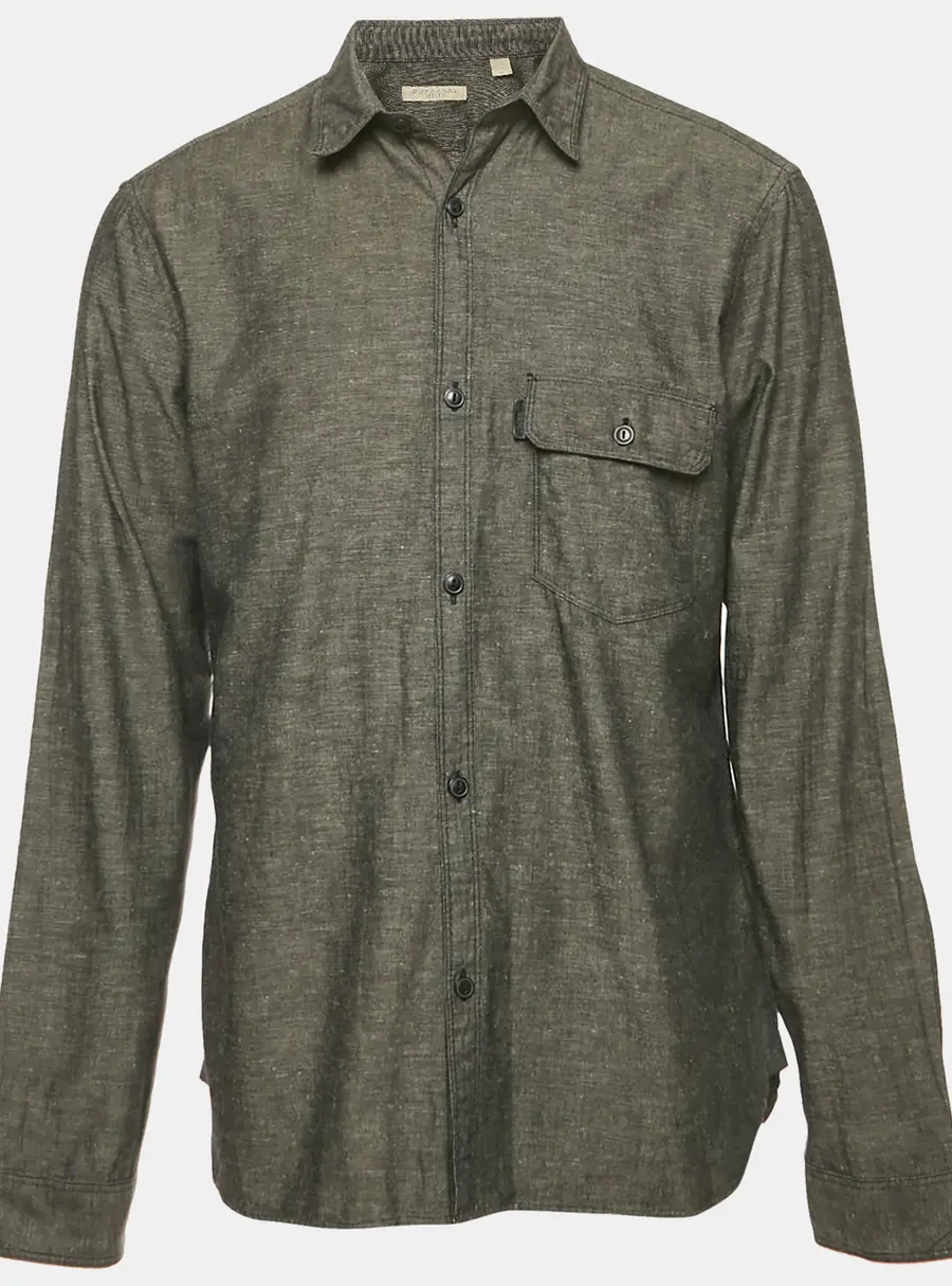 Burberry Brit Dark Grey Cotton Blend Button Front Shirt L