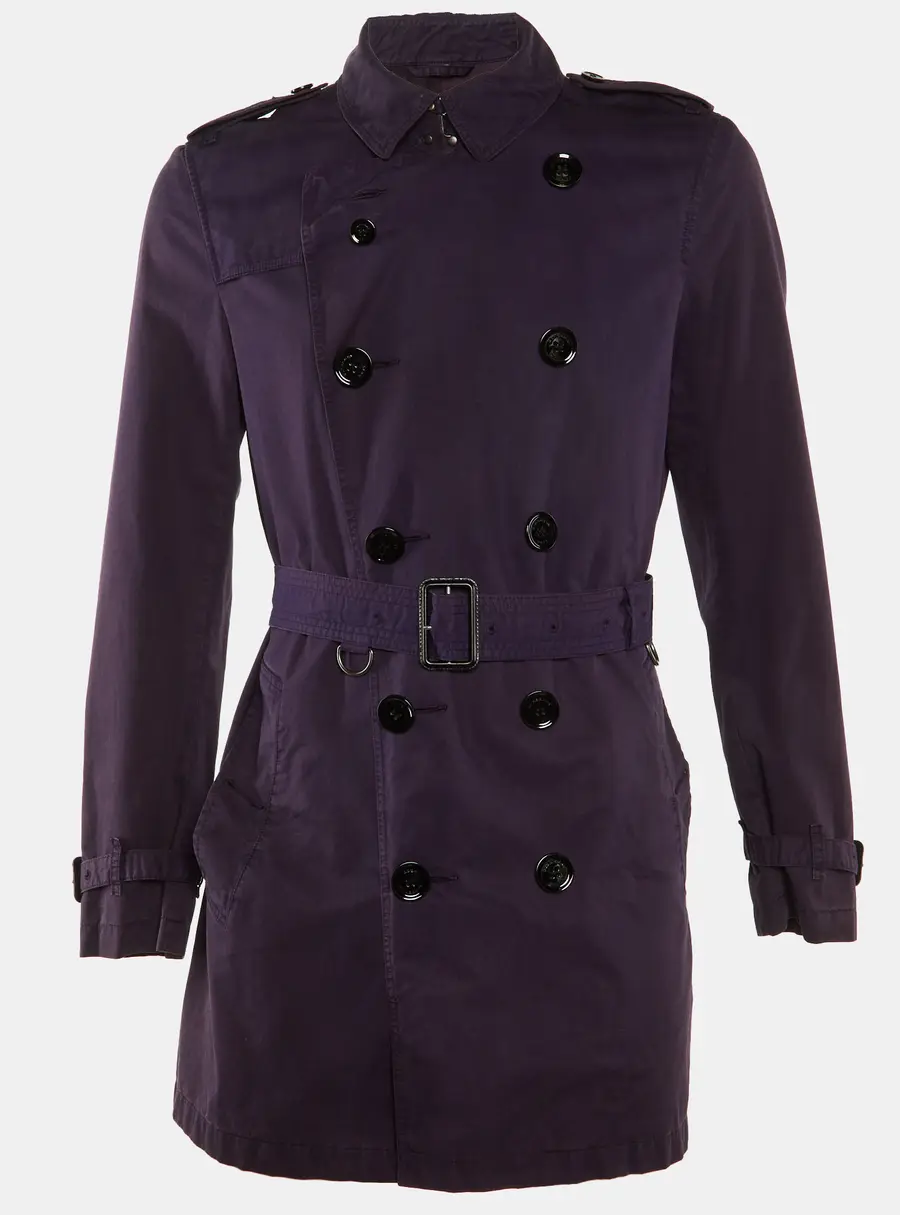 Burberry Brit Purple Cotton Double Breasted Trench Coat M