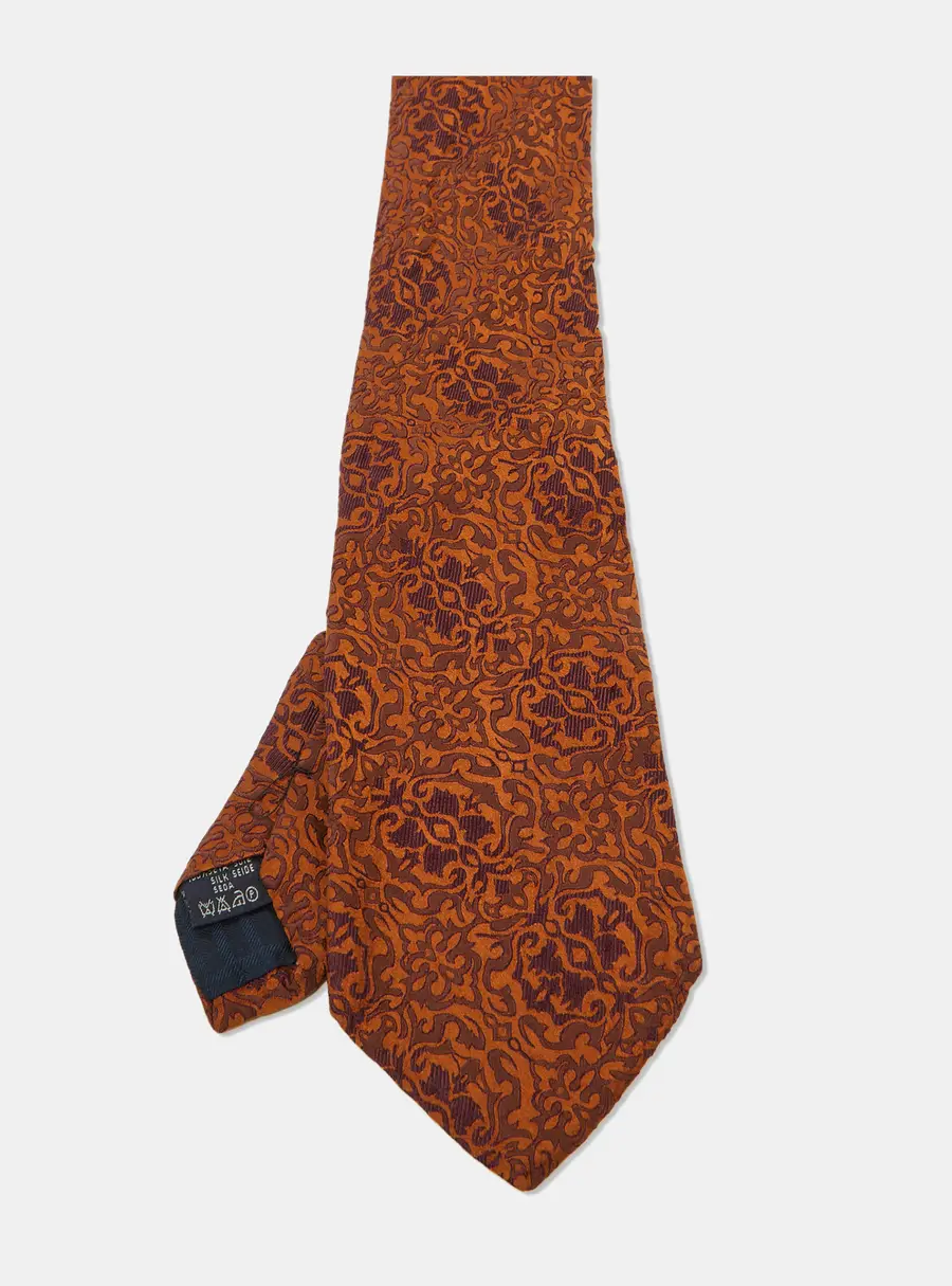 Burberry Brown Paisley Print Silk Tie