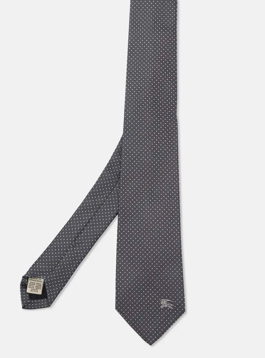 Burberry London Grey Dotted Pattern Silk Tie