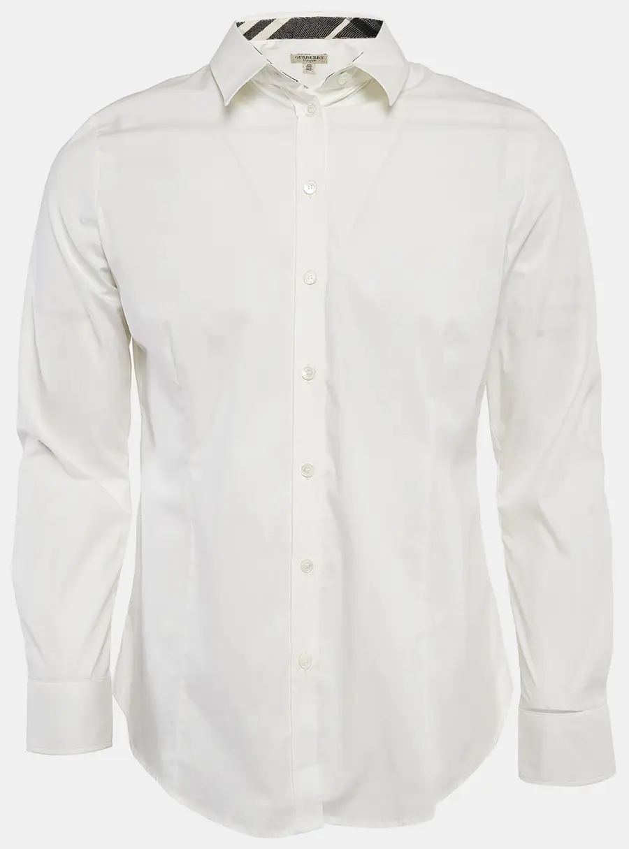 Burberry London White Cotton Button Front Shirt S