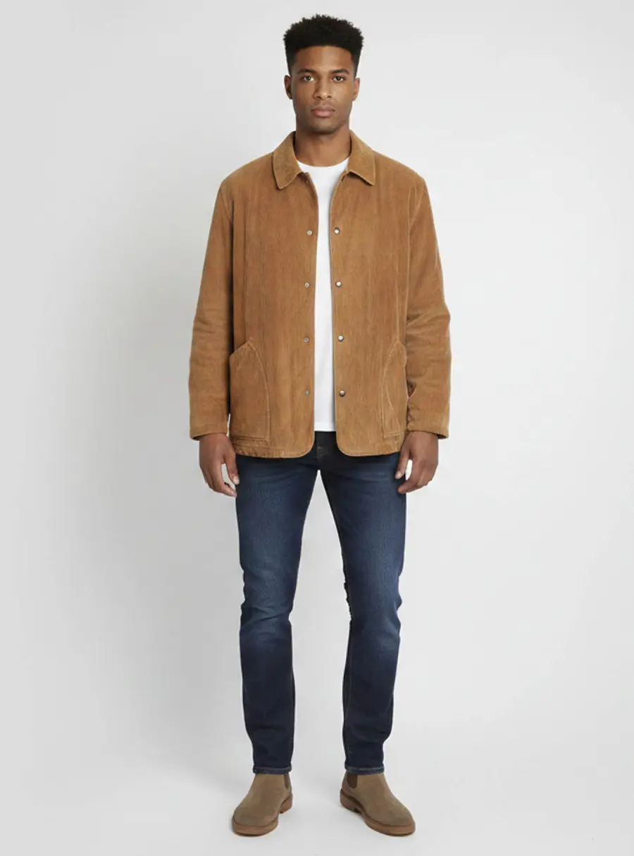 Burberry Beige Diamond Quilted Corduroy Button Up Jacket L