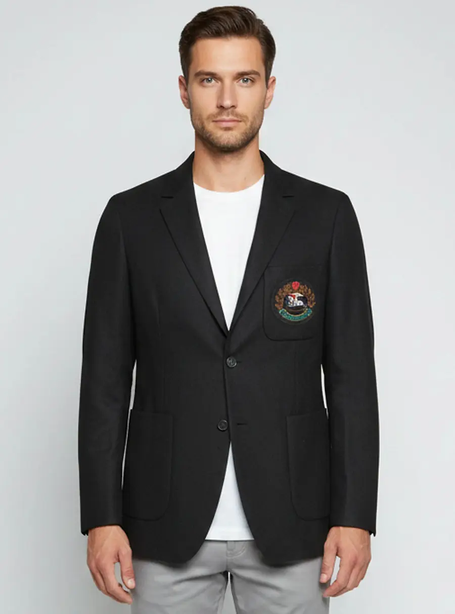 Burberry Black Felt Logo Applique Single Breasted Satch Jacket XL
