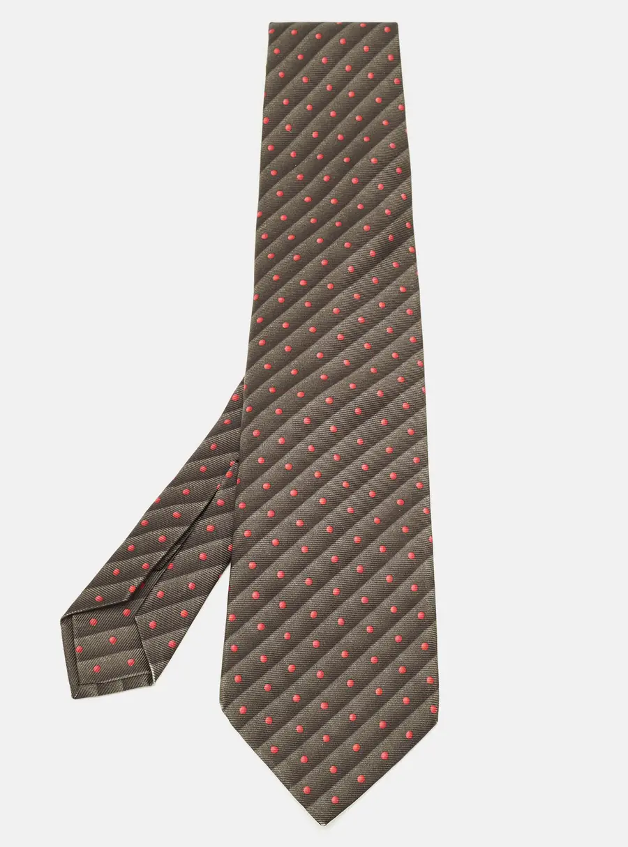 Bvlgari Green Dotted Stripe Silk Traditional Tie