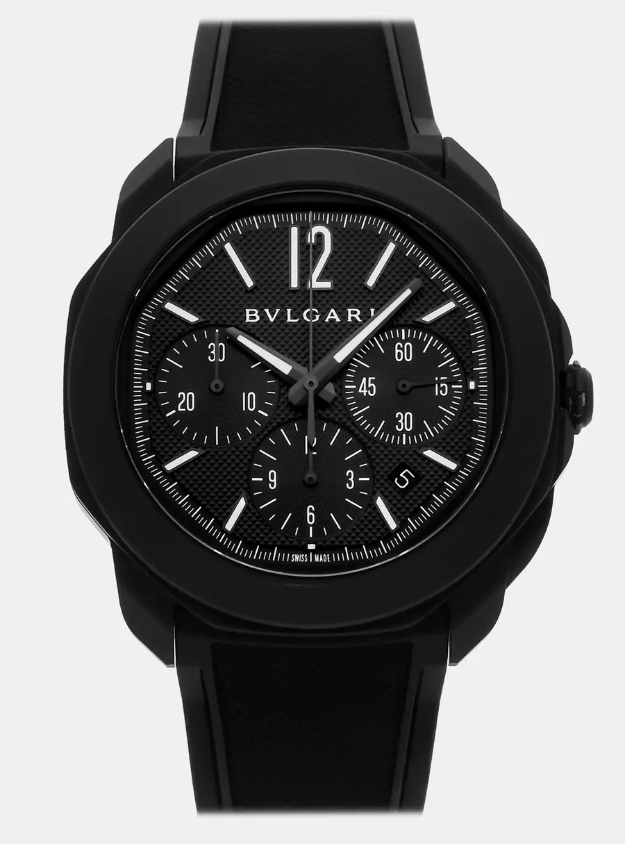 Bvlgari Octo Roma 103932 Automatic Chronograph Black Dial Black Steel Men's Wristwatch 42mm