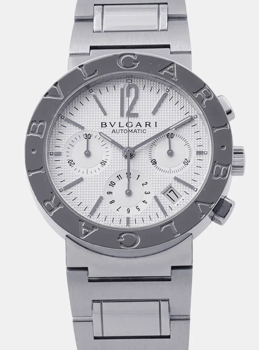 Bvlgari Chronograph bb38Ssch Silver Stainless Steel Automatic Men's Wristwatch 38mm