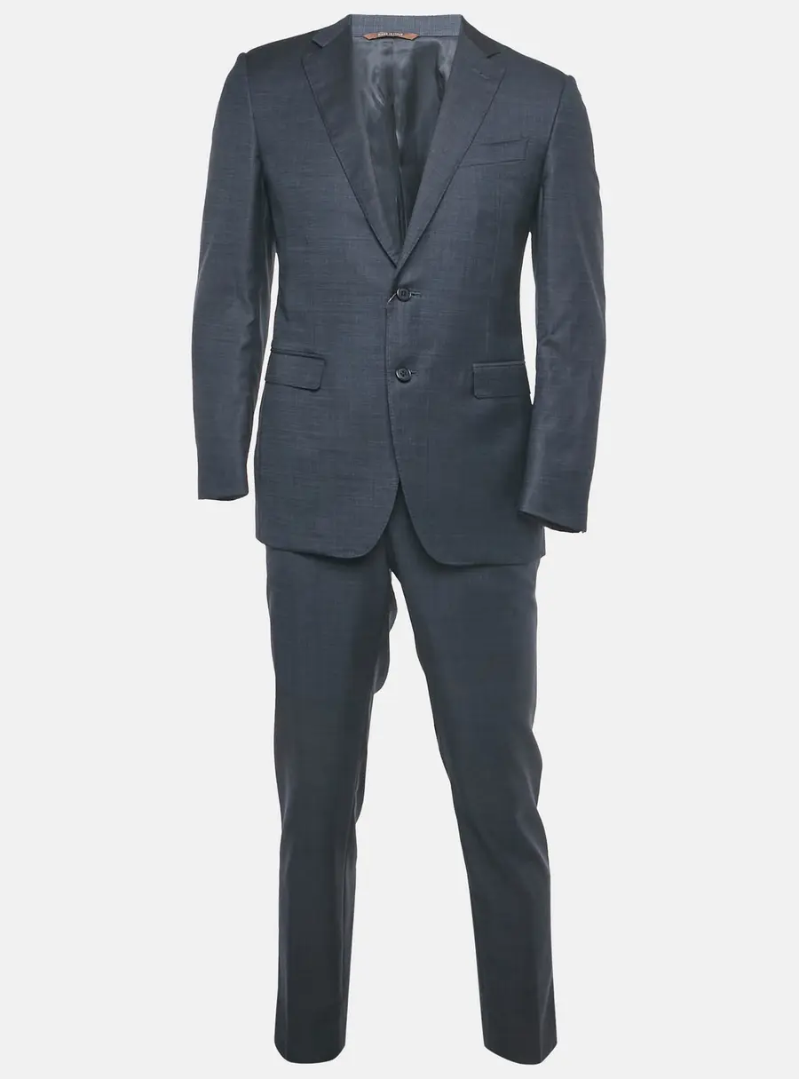 Canali Navy Blue Wool Pants Suit L
