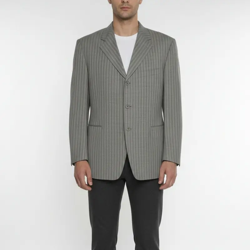 Canali Grey Pinstripe Wool Single Breasted Blazer XXXL
