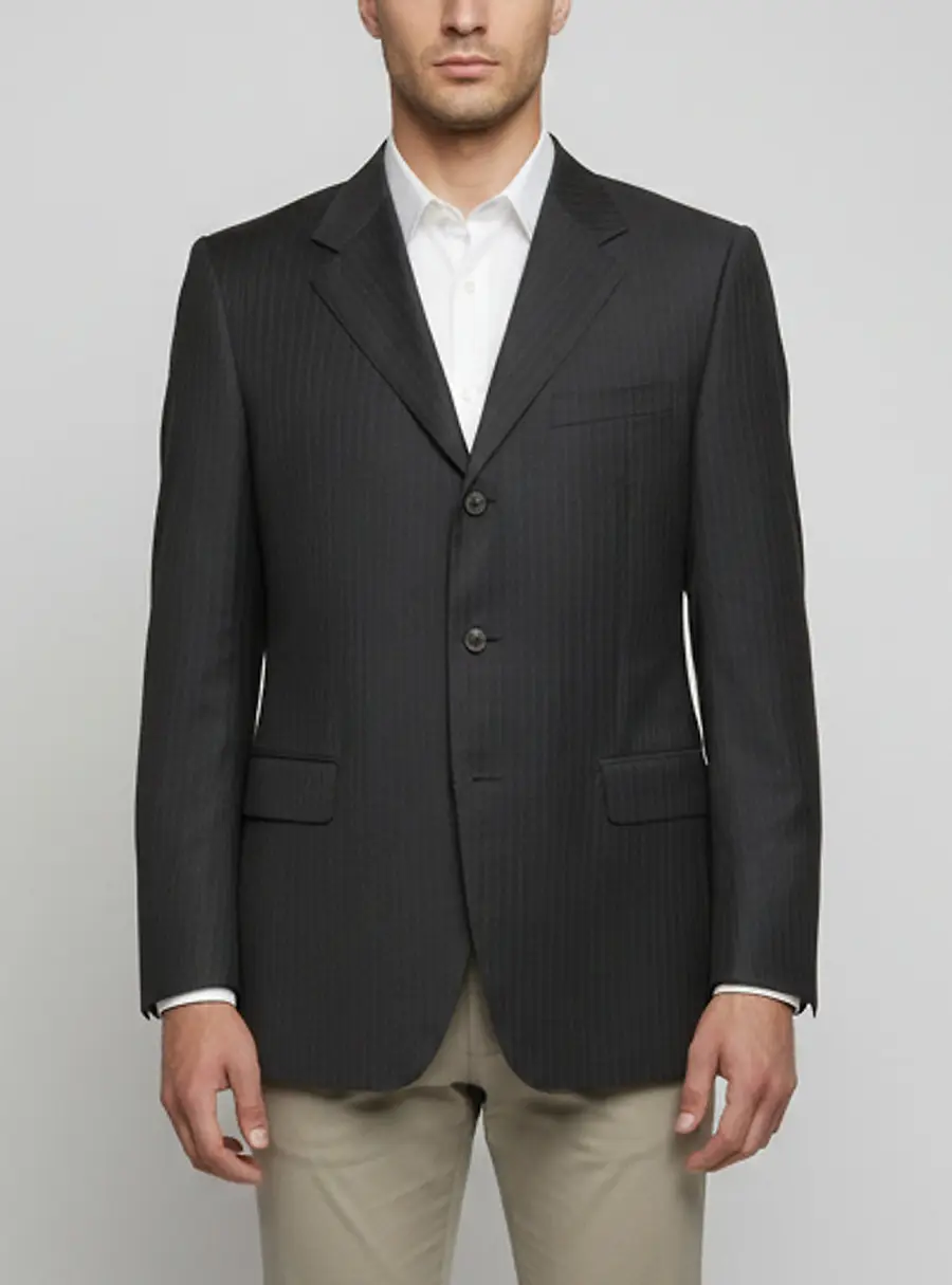 Canali Grey Pinstripe Wool Single Breasted Blazer XXL