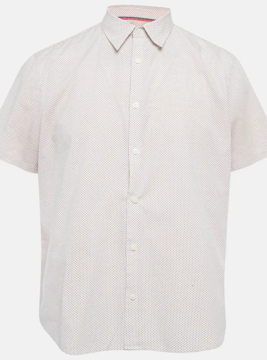 Calvin Klein White/Red Dots Print Cotton Blend Half Sleeve Shirt L