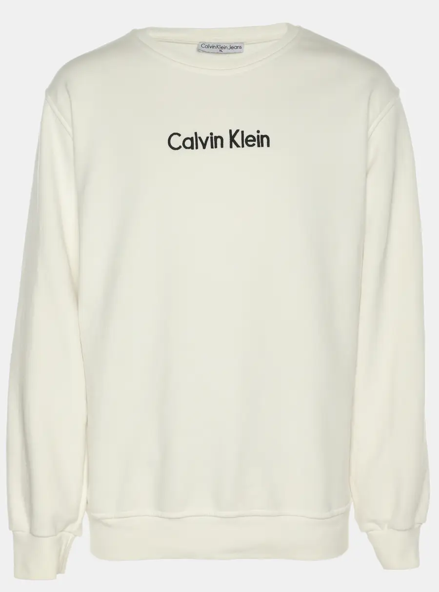 Calvin Klein White Jersey Logo Sweater XL