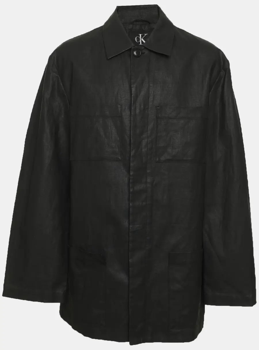 Calvin Klein Black Canvas Coat L