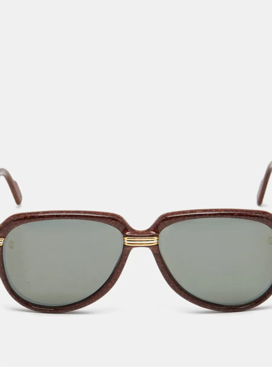 Cartier Brown/Grey Trinity Frame Aviator Sunglasses