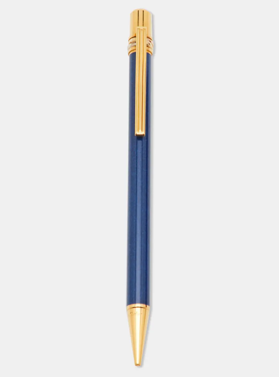 Cartier Must de Cartier Trinity Blue Lacquer Gold Tone Ballpoint Pen
